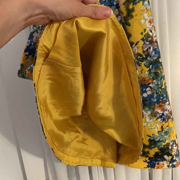 Fully Lined Yellow Floral Poplin Designer Dress - Picture 6 of 7